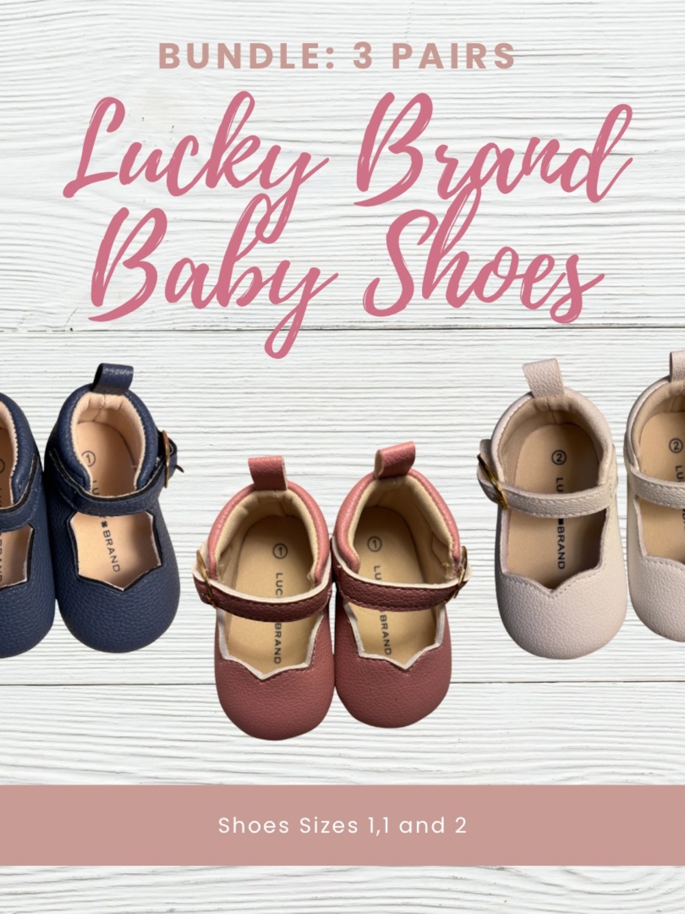 Lucky Brand Baby Shoes - Navy, Dusty Pink, and Cream Trio